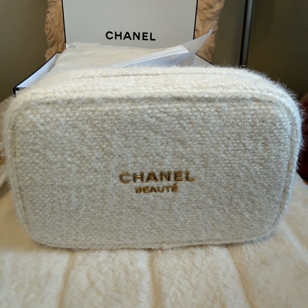Chanel White Cosmetic Bag